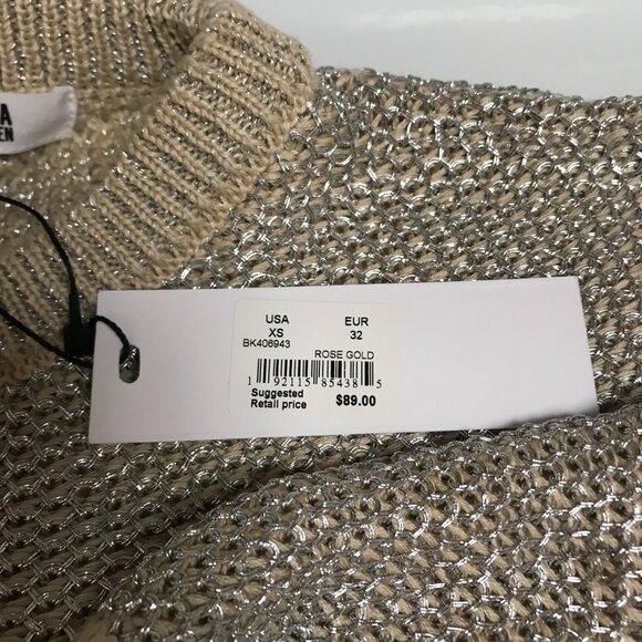 NEW BB Dakota Sweater XSmall Steve Madden Retail $89.00 Rose Gold Metallic - Picture 4 of 11